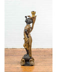 Vintage Bronze Candle Holder Statue on Shell Base-6. Asian & Chinese Furniture, Art, Antiques, Vintage Home Décor for sale at FEA Home