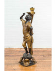 Vintage Bronze Candle Holder Statue on Shell Base-7. Asian & Chinese Furniture, Art, Antiques, Vintage Home Décor for sale at FEA Home