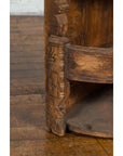 Rustic Indian 19th Century Corner Cabinet with Carved Motifs and Three Shelves-11. Asian & Chinese Furniture, Art, Antiques, Vintage Home Décor for sale at FEA Home
