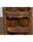 Rustic Indian 19th Century Corner Cabinet with Carved Motifs and Three Shelves-9. Asian & Chinese Furniture, Art, Antiques, Vintage Home Décor for sale at FEA Home