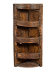 Rustic Indian 19th Century Corner Cabinet with Carved Motifs and Three Shelves-1. Asian & Chinese Furniture, Art, Antiques, Vintage Home Décor for sale at FEA Home