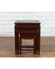Set of Three Vintage Chinese Rosewood Nesting Tables with Dark Patina-12. Asian & Chinese Furniture, Art, Antiques, Vintage Home Décor for sale at FEA Home