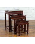 Set of Three Vintage Chinese Rosewood Nesting Tables with Dark Patina-2. Asian & Chinese Furniture, Art, Antiques, Vintage Home Décor for sale at FEA Home