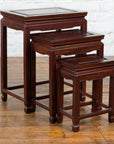 Set of Three Vintage Chinese Rosewood Nesting Tables with Dark Patina-5. Asian & Chinese Furniture, Art, Antiques, Vintage Home Décor for sale at FEA Home