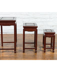 Set of Three Vintage Chinese Rosewood Nesting Tables with Dark Patina-7. Asian & Chinese Furniture, Art, Antiques, Vintage Home Décor for sale at FEA Home
