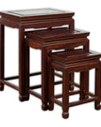 Set of Three Vintage Chinese Rosewood Nesting Tables with Dark Patina-1. Asian & Chinese Furniture, Art, Antiques, Vintage Home Décor for sale at FEA Home
