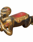 Vintage Thai Ceremonial Gilt Carved Temple Guardian with Black and Red Patina-1. Asian & Chinese Furniture, Art, Antiques, Vintage Home Décor for sale at FEA Home
