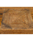Rustic Burmese Vintage Square Shaped Rattan Basket with Weathered Patina-7. Asian & Chinese Furniture, Art, Antiques, Vintage Home Décor for sale at FEA Home