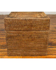 Rustic Burmese Vintage Square Shaped Rattan Basket with Weathered Patina-6. Asian & Chinese Furniture, Art, Antiques, Vintage Home Décor for sale at FEA Home