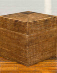 Rustic Burmese Vintage Square Shaped Rattan Basket with Weathered Patina-2. Asian & Chinese Furniture, Art, Antiques, Vintage Home Décor for sale at FEA Home