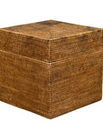 Rustic Burmese Vintage Square Shaped Rattan Basket with Weathered Patina-1. Asian & Chinese Furniture, Art, Antiques, Vintage Home Décor for sale at FEA Home