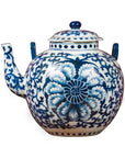 Chinese Vintage Blue and White Porcelain Teapot with Scrolling Foliage Decor-1. Asian & Chinese Furniture, Art, Antiques, Vintage Home Décor for sale at FEA Home