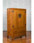 Chinese 19th Century Qing Dynasty Period Natural Elm Cabinet with Carved Apron-3. Asian & Chinese Furniture, Art, Antiques, Vintage Home Décor for sale at FEA Home