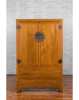 Chinese 19th Century Qing Dynasty Period Natural Elm Cabinet with Carved Apron-2. Asian & Chinese Furniture, Art, Antiques, Vintage Home Décor for sale at FEA Home