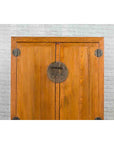 Chinese 19th Century Qing Dynasty Period Natural Elm Cabinet with Carved Apron-6. Asian & Chinese Furniture, Art, Antiques, Vintage Home Décor for sale at FEA Home