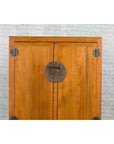 Chinese 19th Century Qing Dynasty Period Natural Elm Cabinet with Carved Apron-7. Asian & Chinese Furniture, Art, Antiques, Vintage Home Décor for sale at FEA Home