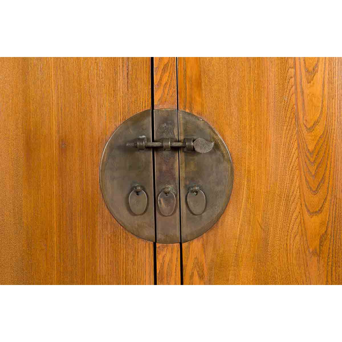 Chinese 19th Century Qing Dynasty Period Natural Elm Cabinet with Carved Apron-10. Asian & Chinese Furniture, Art, Antiques, Vintage Home Décor for sale at FEA Home