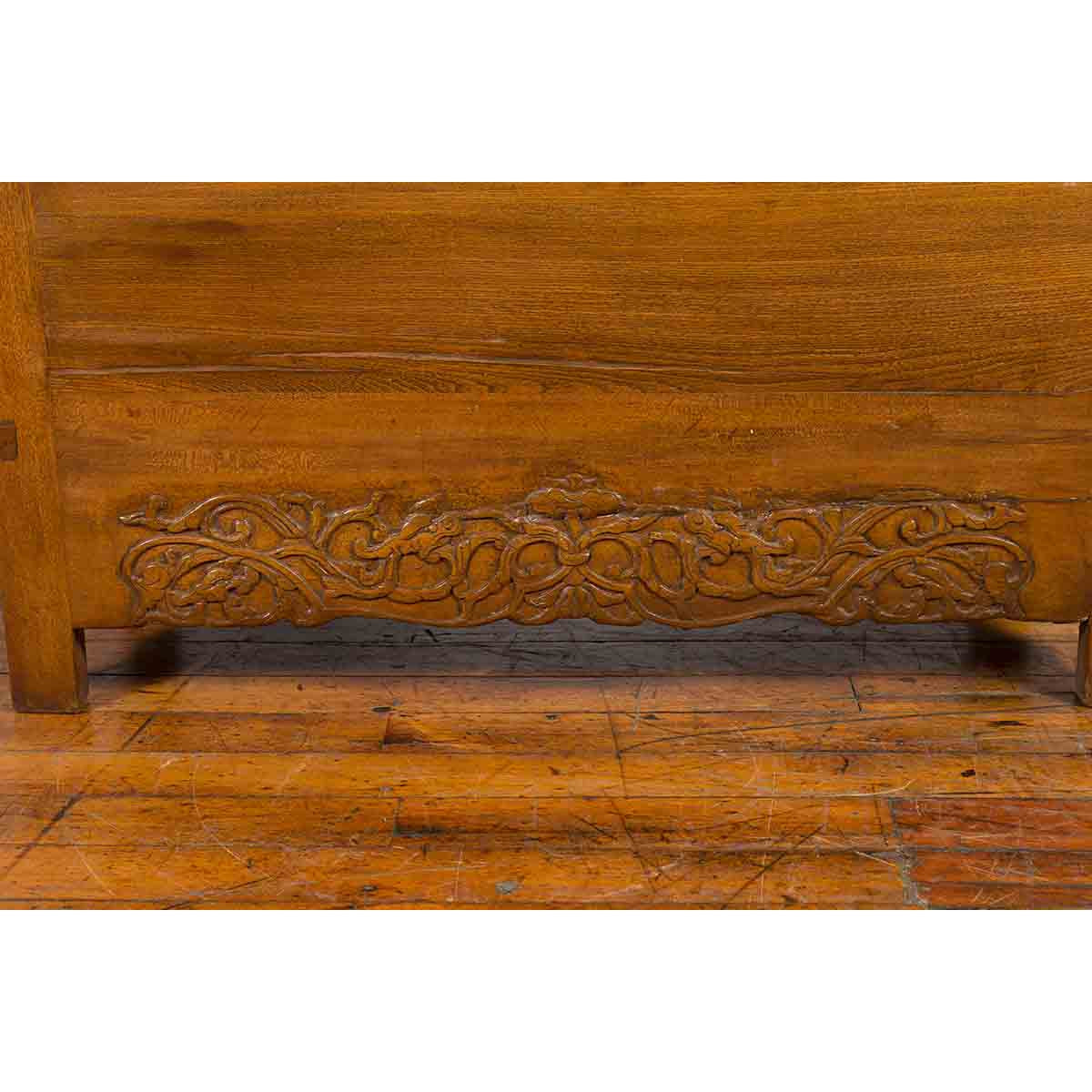 Chinese 19th Century Qing Dynasty Period Natural Elm Cabinet with Carved Apron-11. Asian & Chinese Furniture, Art, Antiques, Vintage Home Décor for sale at FEA Home