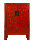 Chinese Red Lacquered 19th Century Qing Dynasty Cabinet with Gilt Chinoiseries-1. Asian & Chinese Furniture, Art, Antiques, Vintage Home Décor for sale at FEA Home