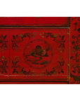 Chinese Red Lacquered 19th Century Qing Dynasty Cabinet with Gilt Chinoiseries-9. Asian & Chinese Furniture, Art, Antiques, Vintage Home Décor for sale at FEA Home