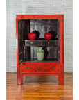 Chinese Red Lacquered 19th Century Qing Dynasty Cabinet with Gilt Chinoiseries-3. Asian & Chinese Furniture, Art, Antiques, Vintage Home Décor for sale at FEA Home