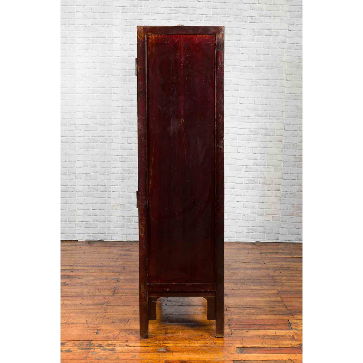 Chinese Qing Dynasty 19th Century Dark Brown Lacquer Cabinet with Carved Foliage-9. Asian & Chinese Furniture, Art, Antiques, Vintage Home Décor for sale at FEA Home