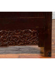 Chinese Qing Dynasty 19th Century Dark Brown Lacquer Cabinet with Carved Foliage-15. Asian & Chinese Furniture, Art, Antiques, Vintage Home Décor for sale at FEA Home