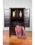 Chinese Qing Dynasty 19th Century Dark Brown Lacquer Cabinet with Carved Foliage-6. Asian & Chinese Furniture, Art, Antiques, Vintage Home Décor for sale at FEA Home