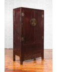 Chinese Qing Dynasty 19th Century Dark Brown Lacquer Cabinet with Carved Foliage-4. Asian & Chinese Furniture, Art, Antiques, Vintage Home Décor for sale at FEA Home