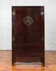 Chinese Qing Dynasty 19th Century Dark Brown Lacquer Cabinet with Carved Foliage-2. Asian & Chinese Furniture, Art, Antiques, Vintage Home Décor for sale at FEA Home