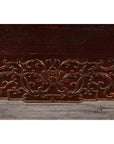 Chinese Qing Dynasty 19th Century Dark Brown Lacquer Cabinet with Carved Foliage-14. Asian & Chinese Furniture, Art, Antiques, Vintage Home Décor for sale at FEA Home