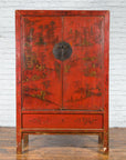 Qing Dynasty 19th Century Painted Chinoiserie Cabinet with Original Red Lacquer-10. Asian & Chinese Furniture, Art, Antiques, Vintage Home Décor for sale at FEA Home