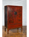 Qing Dynasty 19th Century Painted Chinoiserie Cabinet with Original Red Lacquer-11. Asian & Chinese Furniture, Art, Antiques, Vintage Home Décor for sale at FEA Home