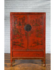 Qing Dynasty 19th Century Painted Chinoiserie Cabinet with Original Red Lacquer-3. Asian & Chinese Furniture, Art, Antiques, Vintage Home Décor for sale at FEA Home