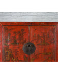 Qing Dynasty 19th Century Painted Chinoiserie Cabinet with Original Red Lacquer-5. Asian & Chinese Furniture, Art, Antiques, Vintage Home Décor for sale at FEA Home