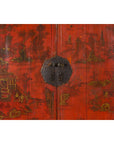 Qing Dynasty 19th Century Painted Chinoiserie Cabinet with Original Red Lacquer-6. Asian & Chinese Furniture, Art, Antiques, Vintage Home Décor for sale at FEA Home