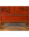 Qing Dynasty 19th Century Painted Chinoiserie Cabinet with Original Red Lacquer-8. Asian & Chinese Furniture, Art, Antiques, Vintage Home Décor for sale at FEA Home