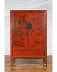 Qing Dynasty 19th Century Painted Chinoiserie Cabinet with Original Red Lacquer-9. Asian & Chinese Furniture, Art, Antiques, Vintage Home Décor for sale at FEA Home