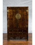 Chinese Qing Dynasty 19th Century Armoire with Carved Skirt, Doors and Drawers-4. Asian & Chinese Furniture, Art, Antiques, Vintage Home Décor for sale at FEA Home