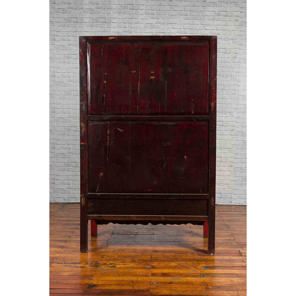 Chinese Red Lacquered Qing Dynasty 19th Century Cabinet with Carved Gilt Apron-13. Asian & Chinese Furniture, Art, Antiques, Vintage Home Décor for sale at FEA Home