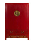 Chinese Red Lacquered Qing Dynasty 19th Century Cabinet with Carved Gilt Apron-1. Asian & Chinese Furniture, Art, Antiques, Vintage Home Décor for sale at FEA Home