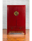 Chinese Red Lacquered Qing Dynasty 19th Century Cabinet with Carved Gilt Apron-2. Asian & Chinese Furniture, Art, Antiques, Vintage Home Décor for sale at FEA Home