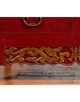 Chinese Red Lacquered Qing Dynasty 19th Century Cabinet with Carved Gilt Apron-7. Asian & Chinese Furniture, Art, Antiques, Vintage Home Décor for sale at FEA Home