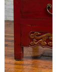 Chinese Red Lacquered Qing Dynasty 19th Century Cabinet with Carved Gilt Apron-10. Asian & Chinese Furniture, Art, Antiques, Vintage Home Décor for sale at FEA Home