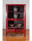 Chinese Red Lacquered Qing Dynasty 19th Century Cabinet with Carved Gilt Apron-3. Asian & Chinese Furniture, Art, Antiques, Vintage Home Décor for sale at FEA Home