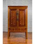 Chinese Antique Two-Toned Cabinet with Inlaid Calligraphy Motifs and Drawers-12. Asian & Chinese Furniture, Art, Antiques, Vintage Home Décor for sale at FEA Home