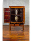 Chinese Antique Two-Toned Cabinet with Inlaid Calligraphy Motifs and Drawers-4. Asian & Chinese Furniture, Art, Antiques, Vintage Home Décor for sale at FEA Home