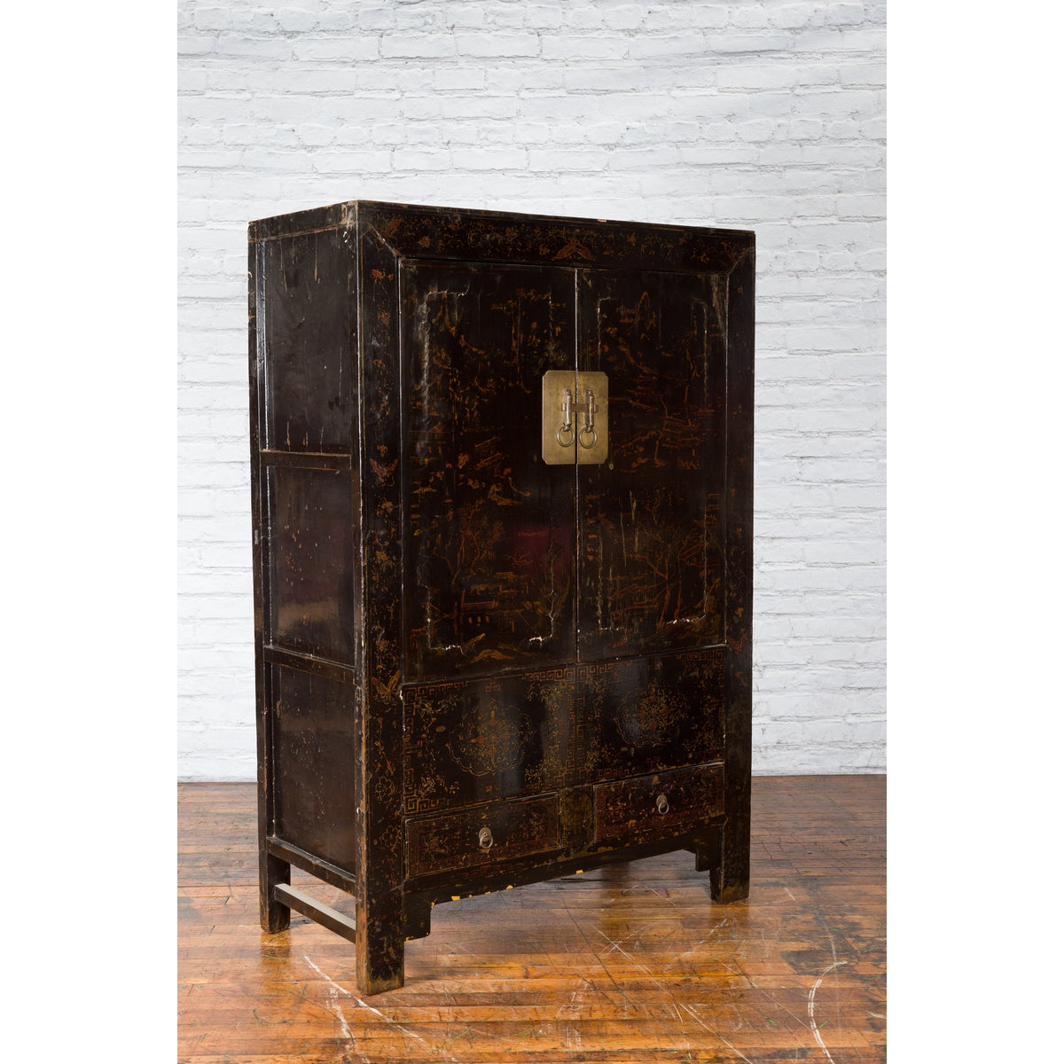 Chinese Qing Dynasty 19th Century Cabinet with Original Black Lacquer Finish-14. Asian & Chinese Furniture, Art, Antiques, Vintage Home Décor for sale at FEA Home