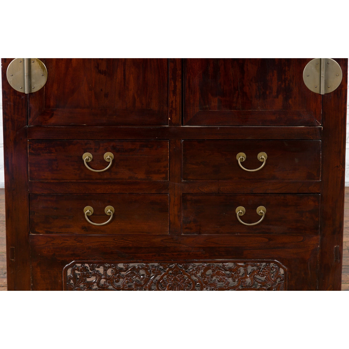 Chinese Qing Dynasty 19th Century Elm Cabinet with Doors and Four Drawers-8. Asian & Chinese Furniture, Art, Antiques, Vintage Home Décor for sale at FEA Home