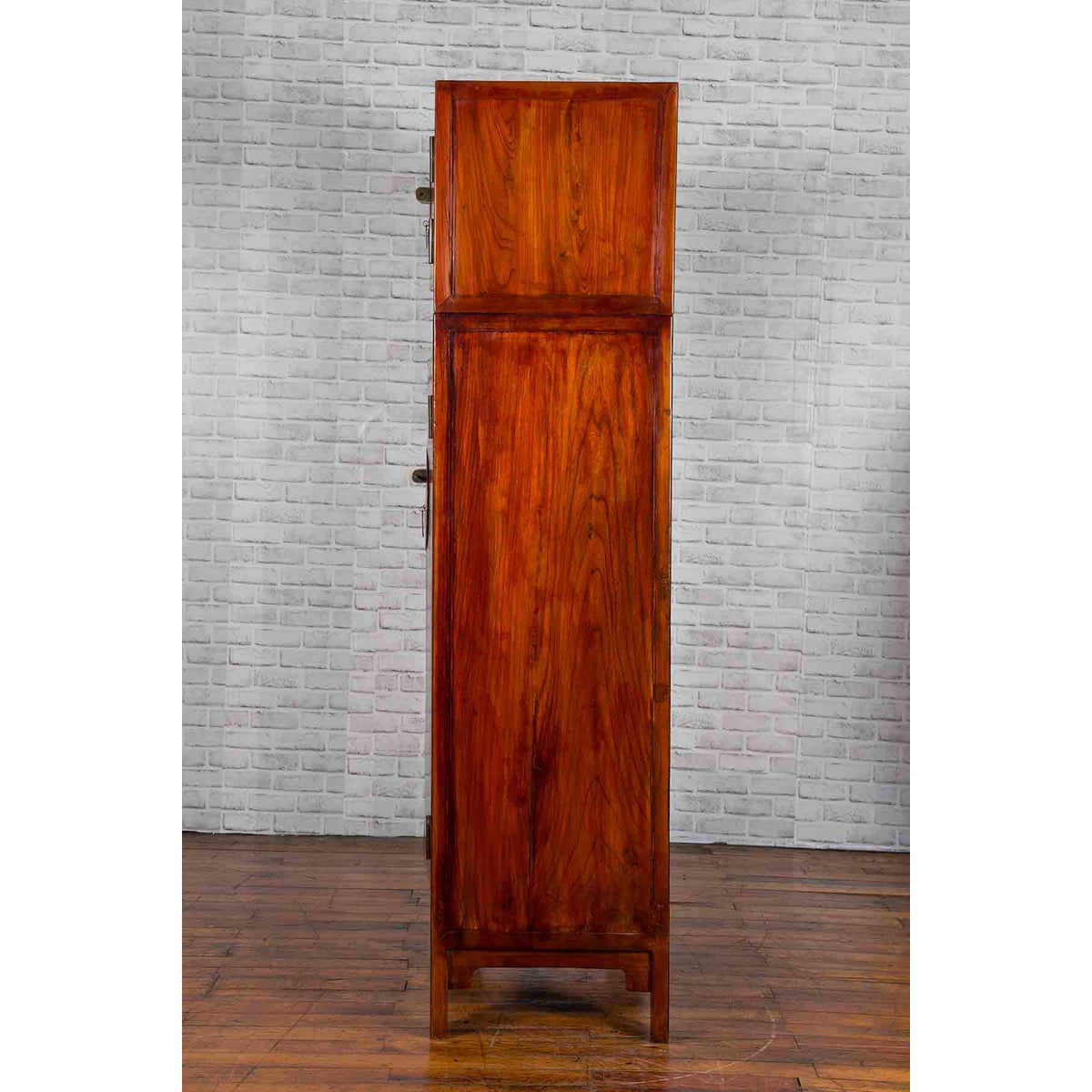 Chinese 19th Century Qing Dynasty Elm Compound Cabinet with Traditional Hardware-11. Asian & Chinese Furniture, Art, Antiques, Vintage Home Décor for sale at FEA Home